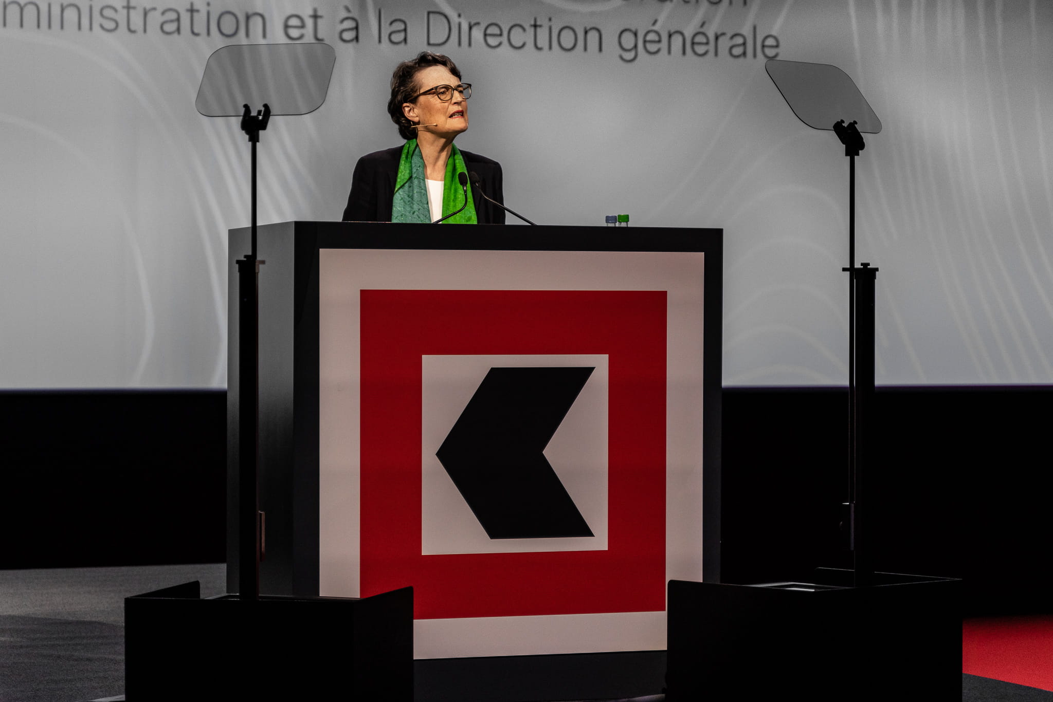 Die Verwaltungsratspräsidentin der BEKB, Antoinette Hunziker-Ebneter, spricht zur Generalversammlung.